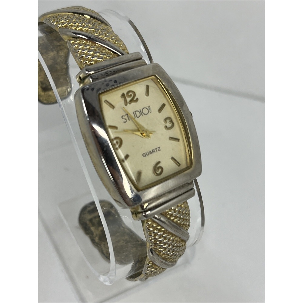 Studio Time Two Tone Women's Bangle Band Watch 20mm Case- New Battery